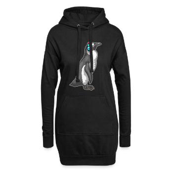 Musique casque Penguin - Sweat-shirt à capuche long Femme - noir - Devant