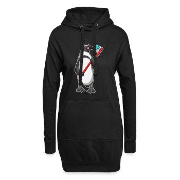 Pinguin Zahnbürste - Hoodie-Kleid - Schwarz - Vorne