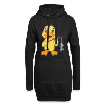 Pêche au poisson canard pêcheur - Sweat-shirt à capuche long Femme - noir - Devant