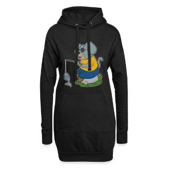 Pêche au poisson Dog Angler - Sweat-shirt à capuche long Femme - noir - Devant