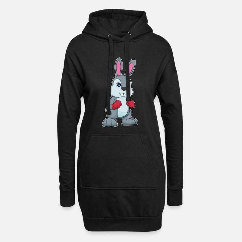 Hase Boxer Boxhandschuhe Boxen - Hoodie-Kleid - Schwarz