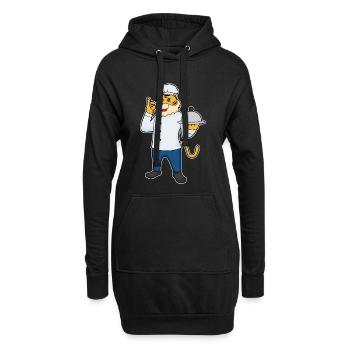 Cuisinier tigre servant la cuisine de cloches - Sweat-shirt à capuche long Femme - noir - Devant
