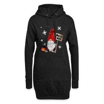 Christmas Gnome mit Schneeflocken X Mas Wichtel - Hoodie-Kleid - Schwarz - Vorne
