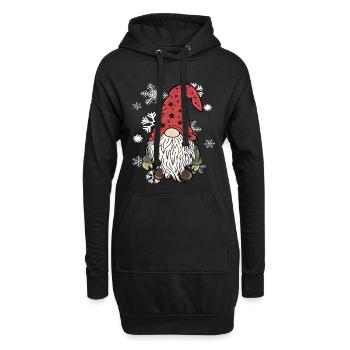 Gnom Weihnachts Wichtel Schneeflocken - Hoodie-Kleid - Schwarz - Vorne