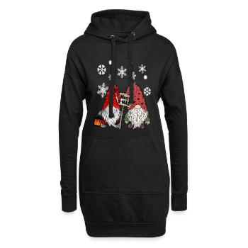 Gnom Weihnachts Wichtel mit Schneeflocken - Hoodie-Kleid - Schwarz - Vorne