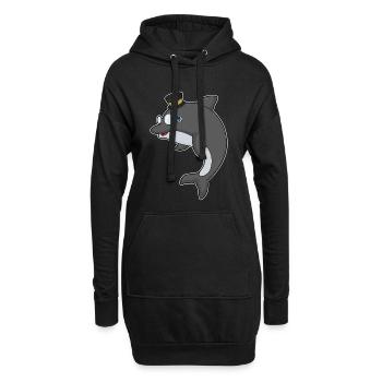 Chapeau haut-de-forme Gentleman Dauphin - Sweat-shirt à capuche long Femme - noir - Devant