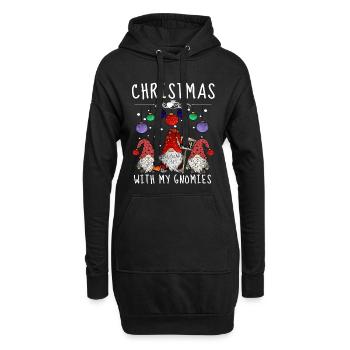 Gnome Familie Weihnachts Wichtel - Hoodie-Kleid - Schwarz - Vorne