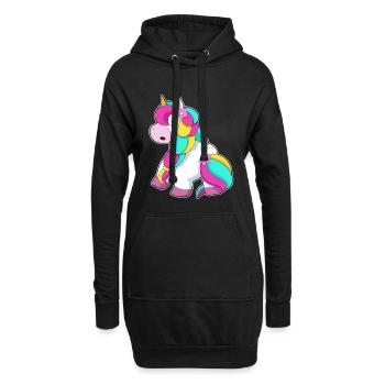 Unicorn Flower - Hoodie Dress - black - Front