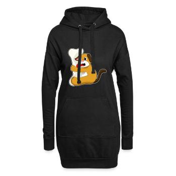 Hund Knochen - Hoodie-Kleid - Schwarz - Vorne