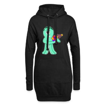 Extraterrestre pieuvre - Sweat-shirt à capuche long Femme - noir - Devant