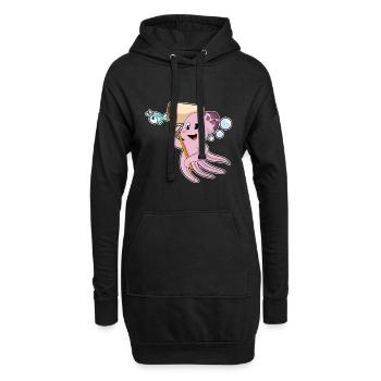 Pêche au filet de débarquement des pêcheurs pieuvres - Sweat-shirt à capuche long Femme - noir - Devant