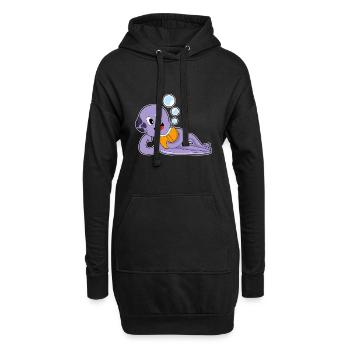 Krake Buch - Hoodie-Kleid - Schwarz - Vorne