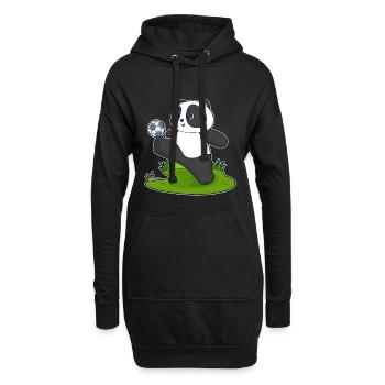 Panda Fußballspieler Fußball - Hoodie-Kleid - Schwarz - Vorne