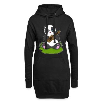 Panda Musiker Gitarre Musik - Hoodie-Kleid - Schwarz - Vorne