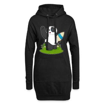 Été de planche de surf panda - Sweat-shirt à capuche long Femme - noir - Devant