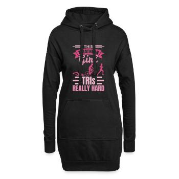 Triathletenmädchen - Hoodie-Kleid - Schwarz - Vorne