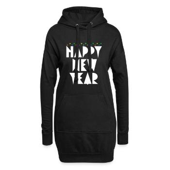 Frohes Neues Jahr, Frohes Neues Jahr, Neues Jahr, Neues Jahr - Hoodie-Kleid - Schwarz - Vorne