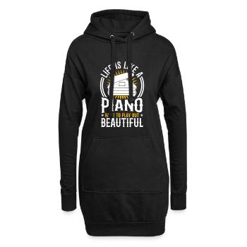Motivation Piano - Hoodie-Kleid - Schwarz - Vorne