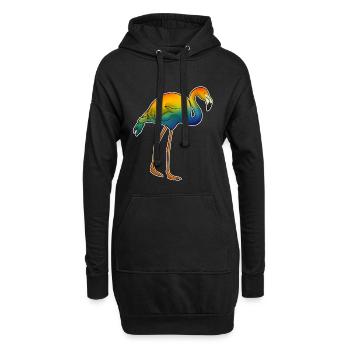 Flamant rose arc-en-ciel - Sweat-shirt à capuche long Femme - noir - Devant