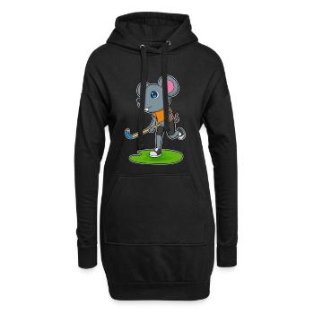 Souris Hockey sur gazon Stick - Sweat-shirt à capuche long Femme - noir - Devant