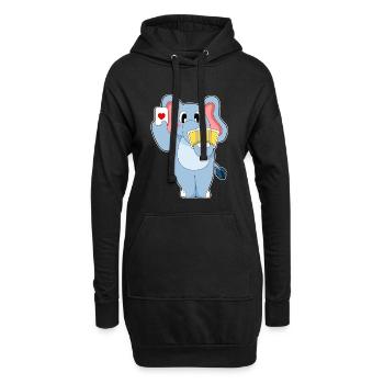 Elefant Poker Pokerkarten - Hoodie-Kleid - Schwarz - Vorne