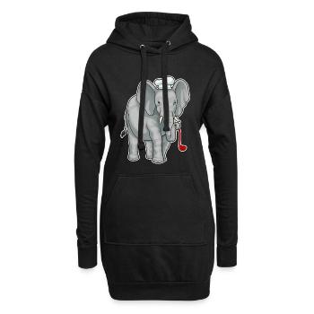 Cuillère cuisinière éléphant - Sweat-shirt à capuche long Femme - noir - Devant