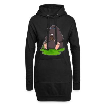 Taupe beignet - Sweat-shirt à capuche long Femme - noir - Devant