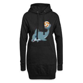 Delfin Volleyballspieler Volleyball - Hoodie-Kleid - Schwarz - Vorne