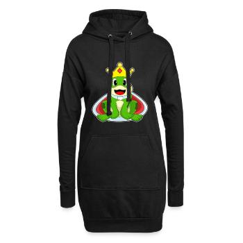 Couronne de grenouille - Sweat-shirt à capuche long Femme - noir - Devant