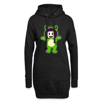 Costume de fille grenouille - Sweat-shirt à capuche long Femme - noir - Devant