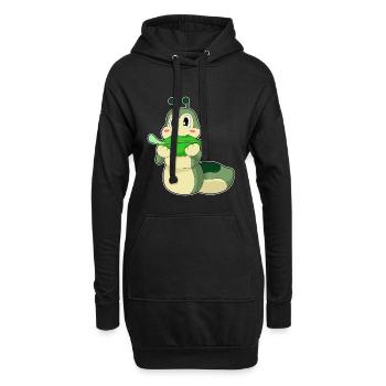 Feuille de nourriture de chenille - Sweat-shirt à capuche long Femme - noir - Devant