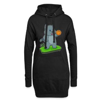 Katze Basketballspieler Basketball - Hoodie-Kleid - Schwarz - Vorne