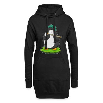 Pingouin Musicien Flûte Musique - Sweat-shirt à capuche long Femme - noir - Devant