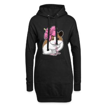 Hamster Hibiskus  - Hoodie-Kleid - Schwarz - Vorne