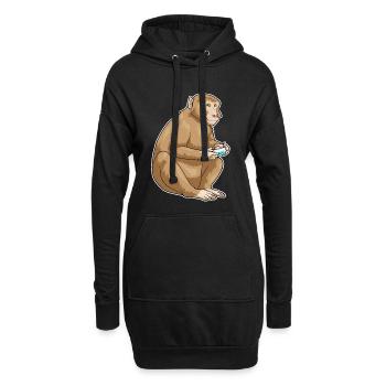 Affe Gamer Controller - Hoodie-Kleid - Schwarz - Vorne