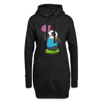 Fleur de panda - Sweat-shirt à capuche long Femme - noir - Devant