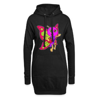 Pomme papillon - Sweat-shirt à capuche long Femme - noir - Devant