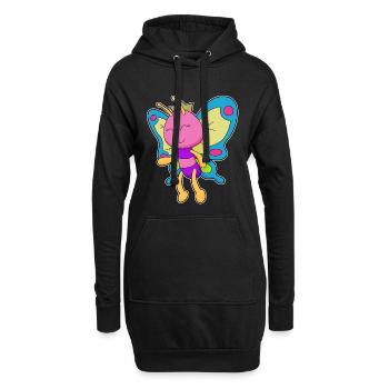 Couronne papillon - Sweat-shirt à capuche long Femme - noir - Devant