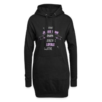 Team verseau cadeau femme fille verseau signe - Sweat-shirt à capuche long Femme - noir - Devant