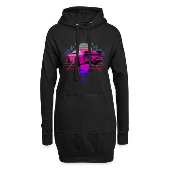 Retro Wave Racing Supercar - Hoodie-Kleid - Schwarz - Vorne