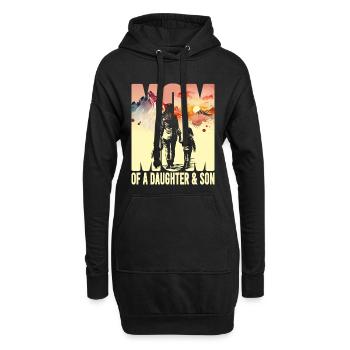 Mutter mit Tochter Sohn Muttertag Berge Mama Kind - Hoodie-Kleid - Schwarz - Vorne