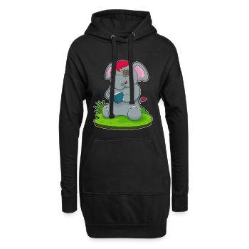 Lunettes de livres Elephant Nerd - Sweat-shirt à capuche long Femme - noir - Devant
