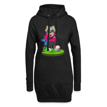 Hund Musiker Gitarre Musik - Hoodie-Kleid - Schwarz - Vorne