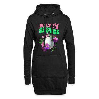Frohe Ostern Osterei Blumenkunst - Hoodie-Kleid - Schwarz - Vorne