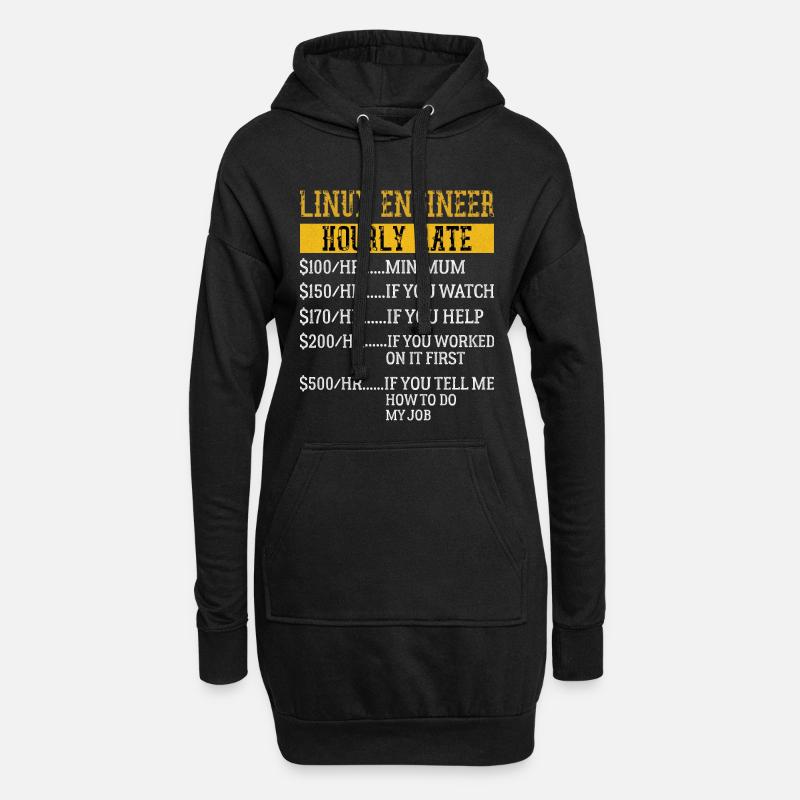 Linux Engineer Stundensatz Mechaniker Arbeitsrate - Hoodie-Kleid - Schwarz