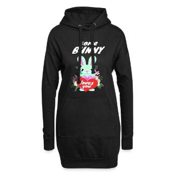 Mignon lapin de Pâques amoureux - Sweat-shirt à capuche long Femme - noir - Devant