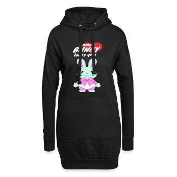 süßes Osterbunny mit Liebesbotschaft - Hoodie-Kleid - Schwarz - Vorne