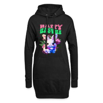 Lapin de Pâques - lapin doux Joyeuses Pâques - Sweat-shirt à capuche long Femme - noir - Devant