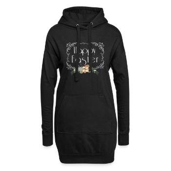 Joyeuses Pâques Florales - Sweat-shirt à capuche long Femme - noir - Devant