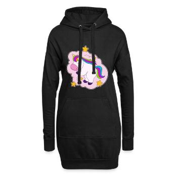 Nuages de licorne - Sweat-shirt à capuche long Femme - noir - Devant